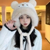 Plush bear ear hat, thickened warm ear-protecting headgear for women in autumn and winter, cute Lei Feng hat, cycling gloves Specification image